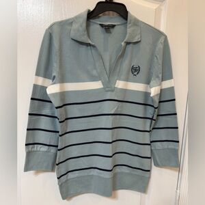 Tommy Hilfiger Cardigan Blue Striped Polo Shirt with Embroidered Logo. Size:S/P